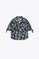 PRINTED SHIRT WITH EYELET EMBROIDERY