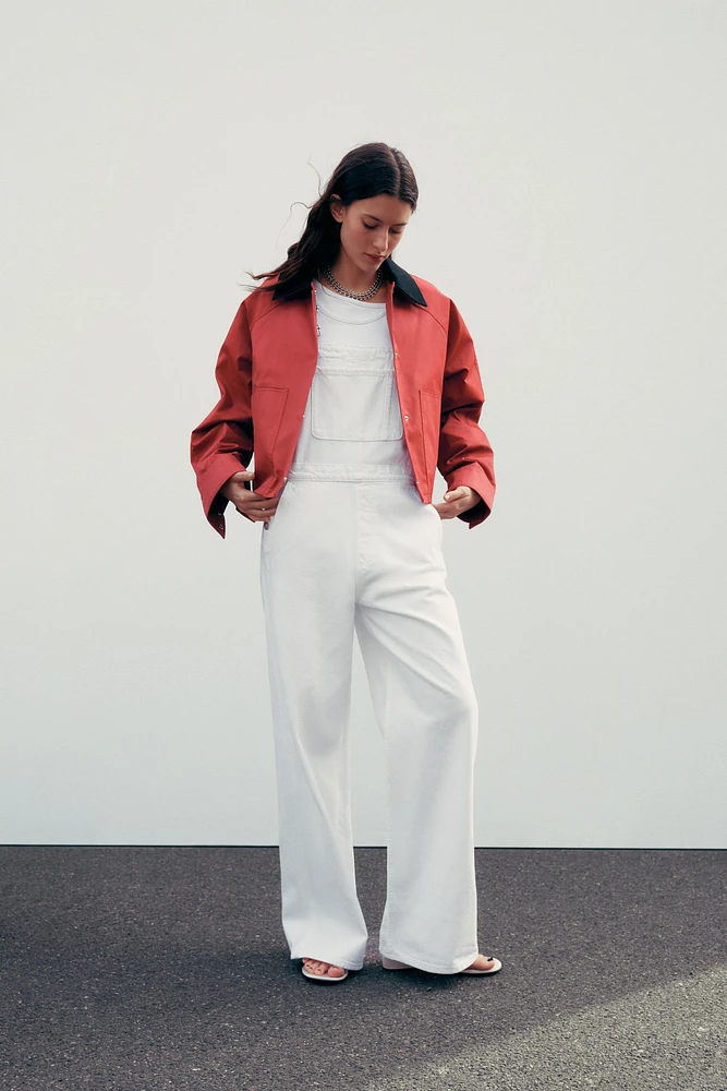 WAXED JACKET WITH CONTRASTING COLLAR