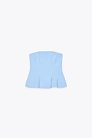 STRAPLESS PEPLUM TOP