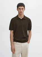 Pull polo col en V manches courtes