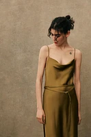 SATIN MIDI DRESS WITH BELT
