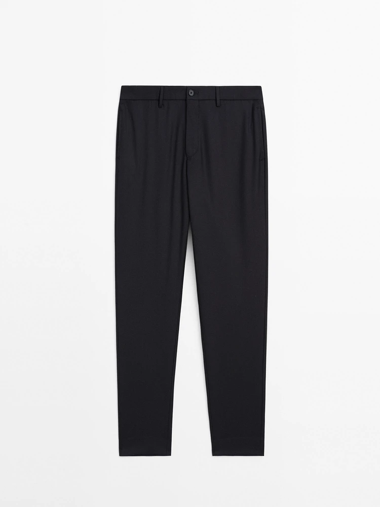 Pantalon en sergé de laine mélangée