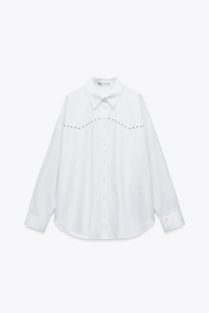 CHEMISE EN POPELINE OVERSIZE À RIVETS