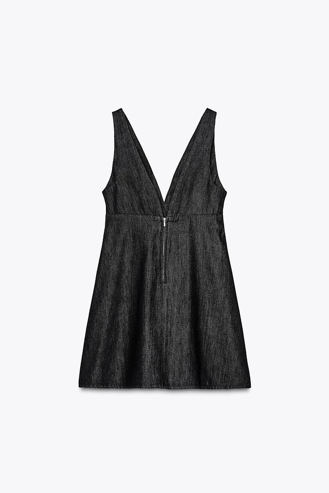 denim balloon dress trf Denim Balloon Dress for Women - Blue fluid - Size 32