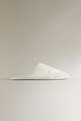 EMBROIDERED ORGANZA MULE SLIPPERS