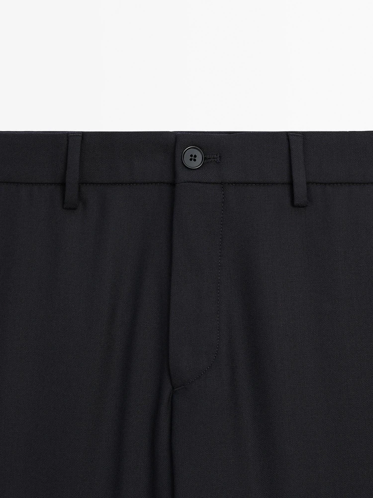 Pantalon en sergé de laine mélangée