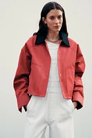 WAXED JACKET WITH CONTRASTING COLLAR