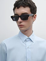 Slim fit stretch cotton blend shirt