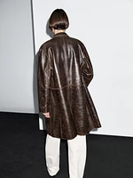 Manteau en cuir nappa effet usé