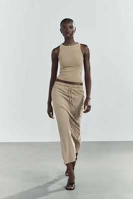WASHED EFFECT MIDI SKIRT