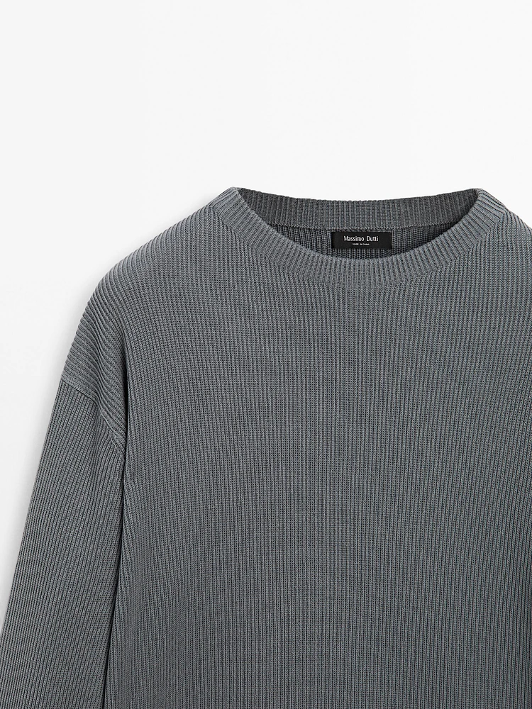 Mock turtleneck knit sweater
