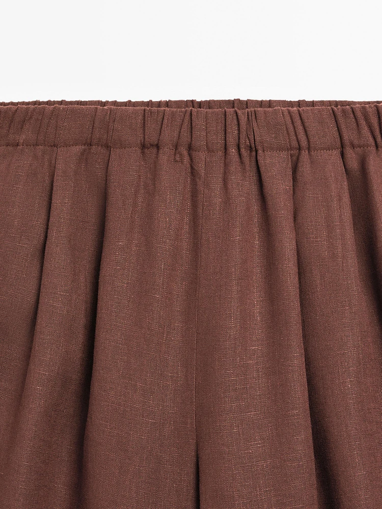 Flowing 100% linen wide-leg trousers