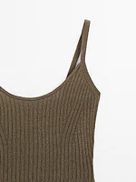Strappy knit top with ribbed detail