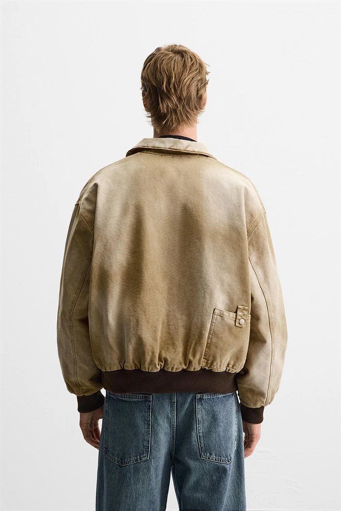 WASHED EFFECT BOMBER JACKET
