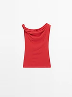 Top drapé avec nœud en coton