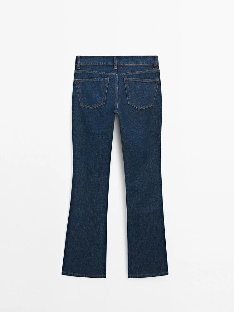 Jean bootcut taille basse en coton mélangé