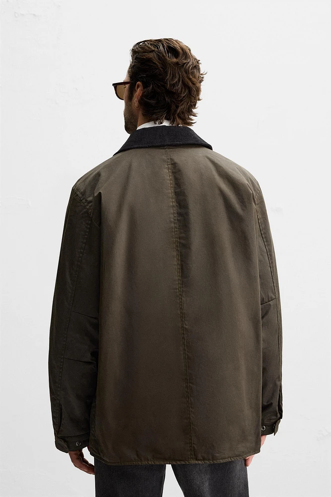 PARKA CIRÉE À COL EN MATIÈRES VARIÉES
