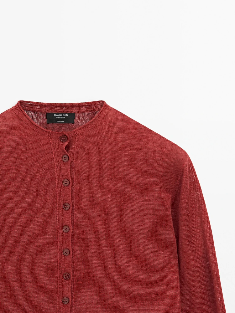 100% linen long sleeve cardigan