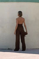 TEXTURED DRAPED HALTER TOP