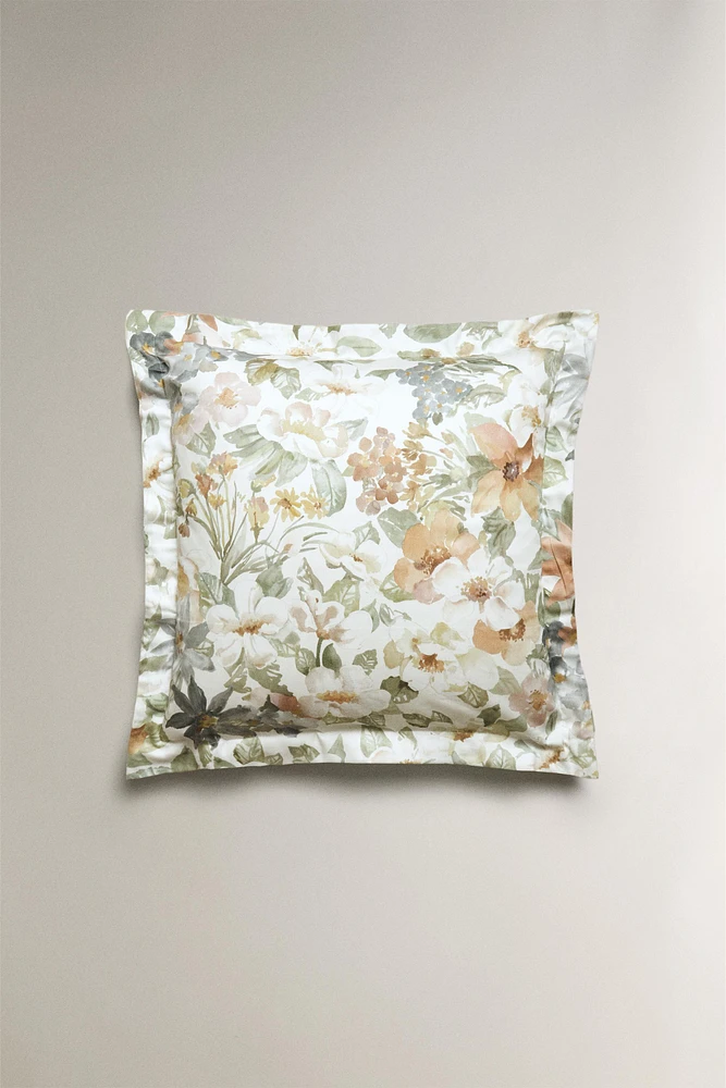 TAIE D’OREILLER SATIN IMPRIMÉ FLEUR