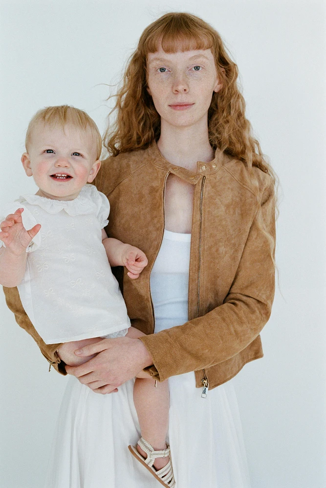 BLOUSE AND PANTIES WITH EMBROIDERED BOWS
