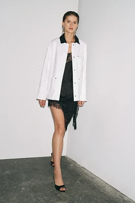 CONTRAST COLLAR OVERSHIRT ZW COLLECTION