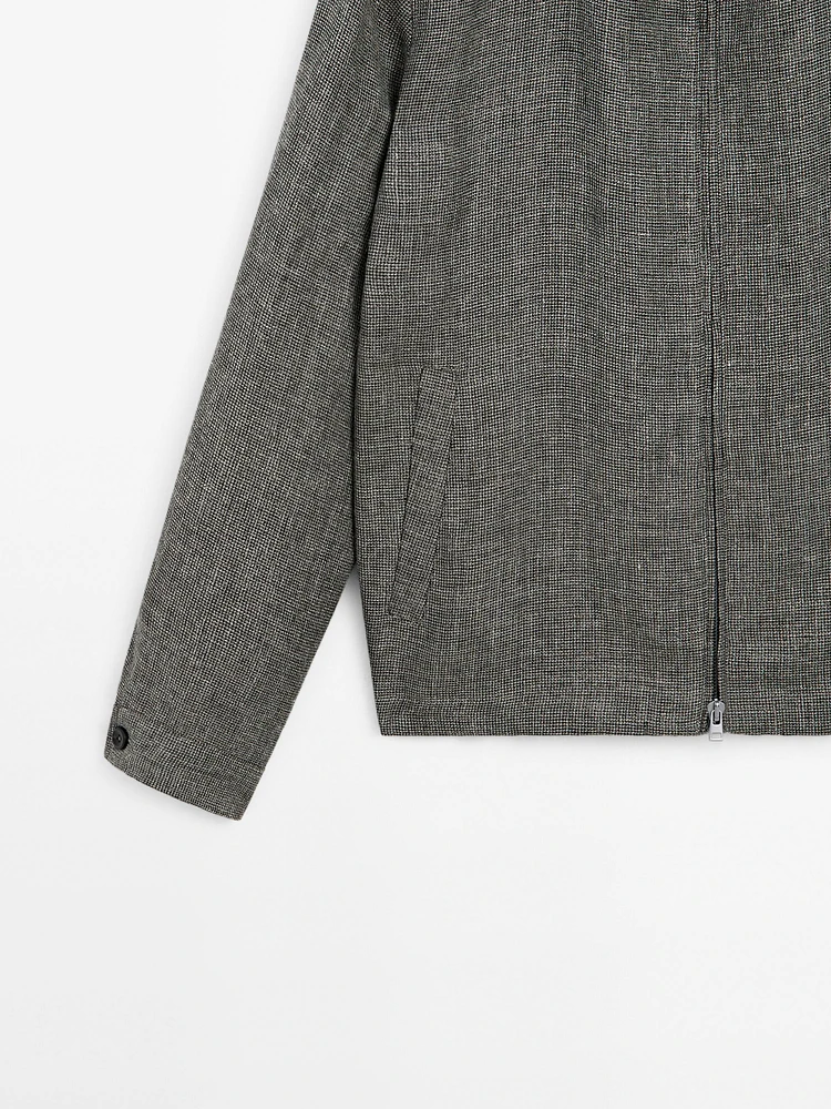 Blouson texturé délavé en lin mélangé