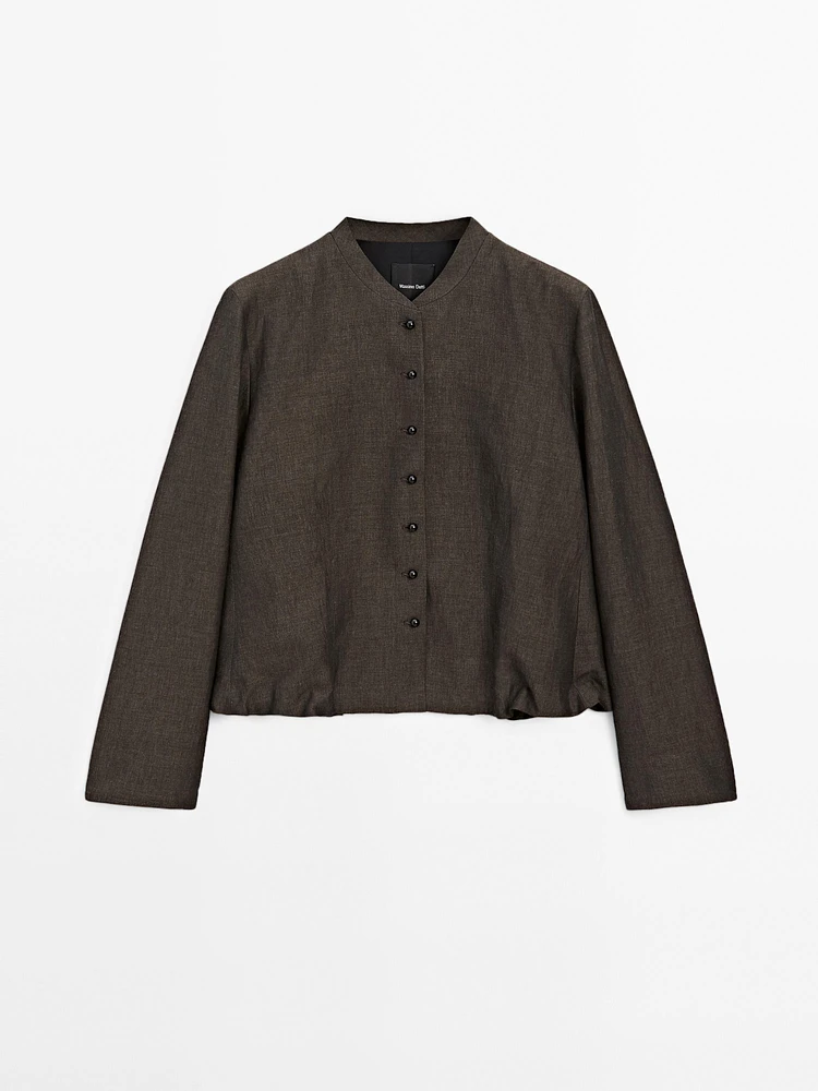Linen blend jacket with button detail