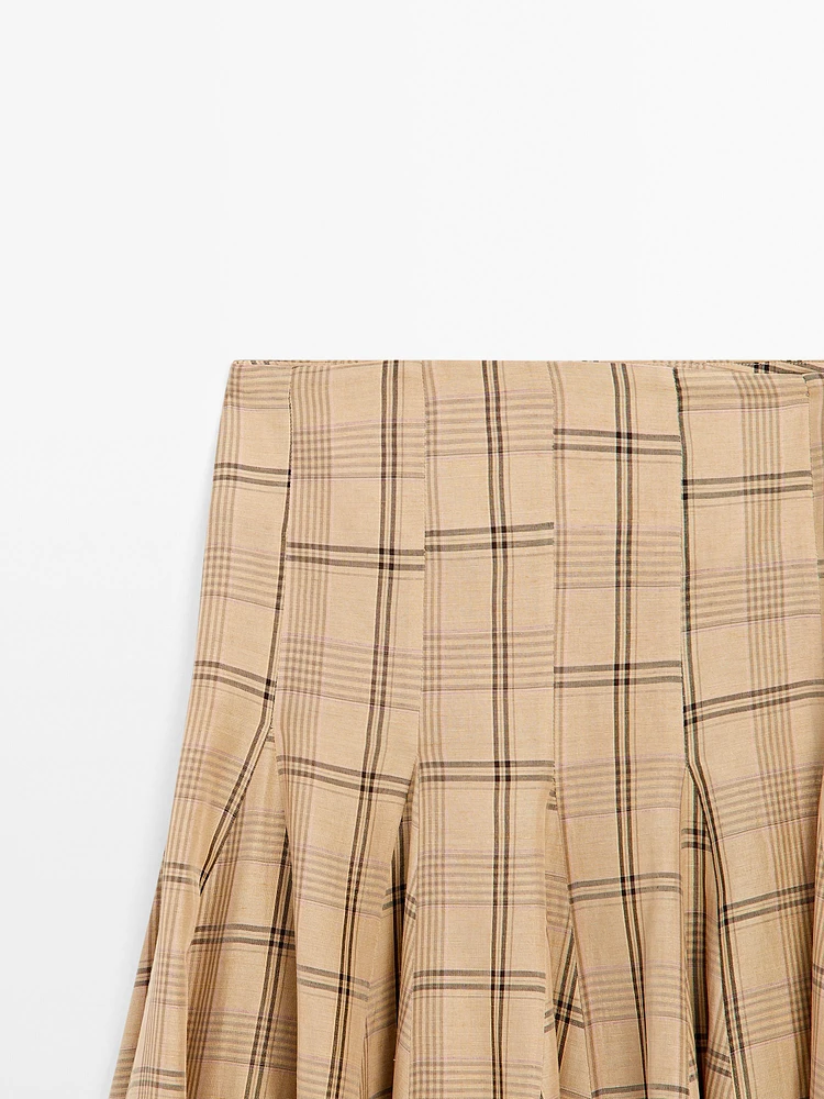 Check print godet midi skirt - STUDIO