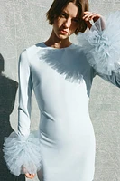 SHORT TULLE CUFF VOLUME DRESS