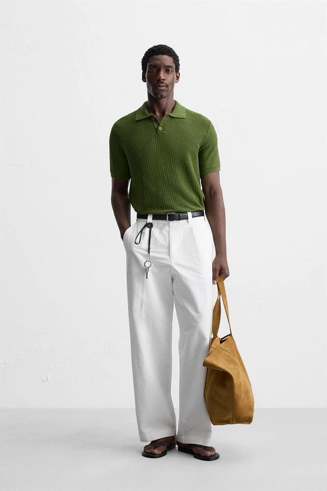 TEXTURED KNIT POLO SHIRT