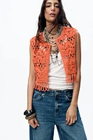 FRINGED KNIT VEST