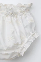 BLOUSE AND PANTIES WITH EMBROIDERED BOWS
