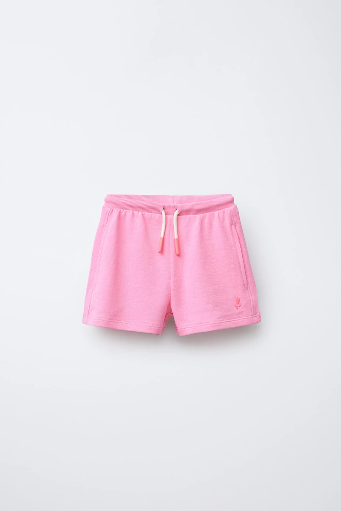EMBROIDERED PLUSH SHORTS