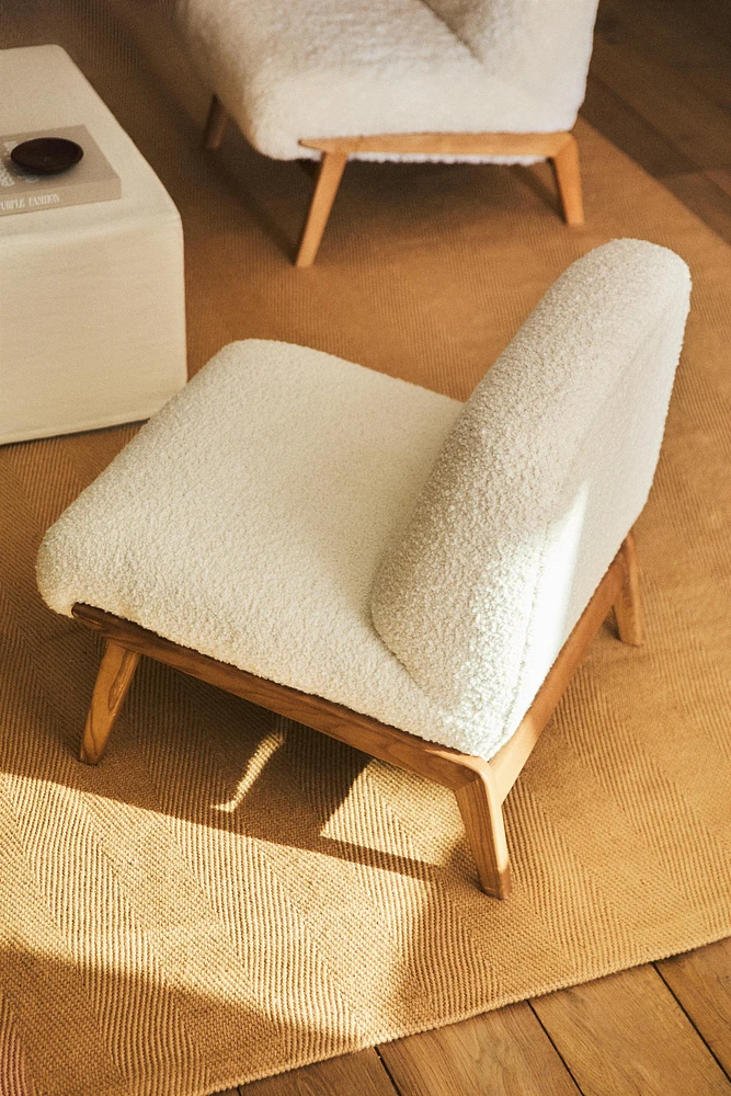 UPHOLSTERED BOUCLÉ WOOL ACCENT CHAIR