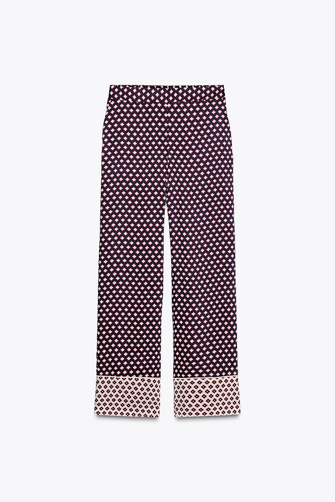 SATIN EFFECT PRINTED PANTS