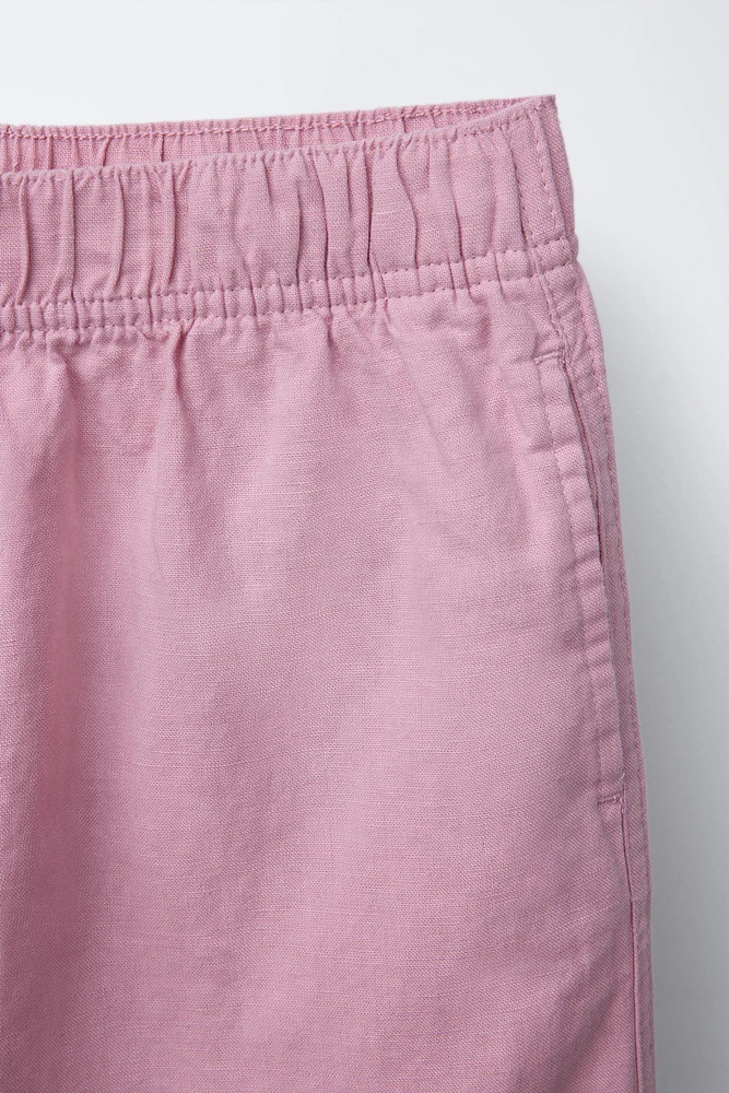 WIDE LEG LINEN BLEND PANTS