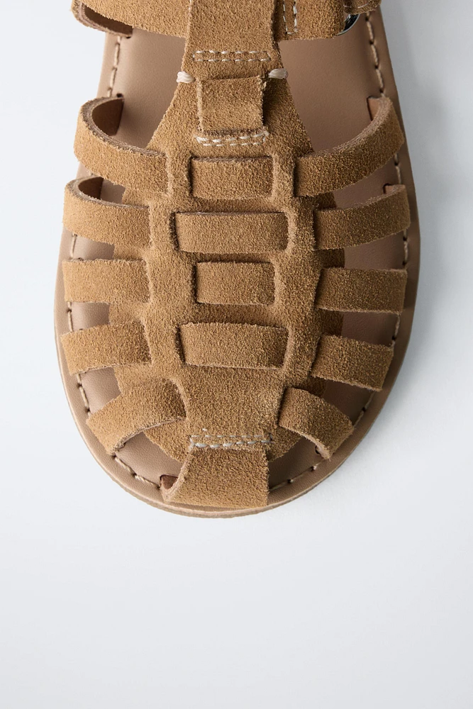 LEATHER CAGE SANDALS