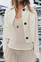 LINEN JACKET WITH CONTRAST SLEEVES