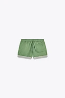 SATIN EFFECT SHORTS WITH LACE