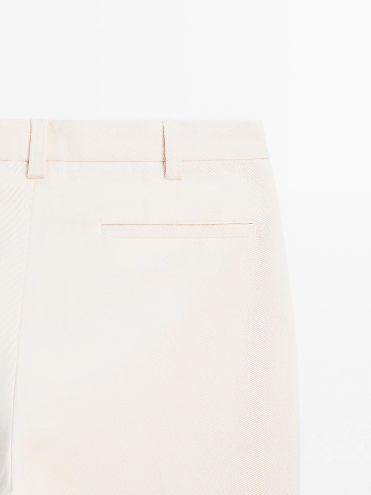 100% cotton straight-leg trousers