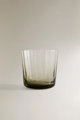GLASS TUMBLER WITH LINE DESIGN