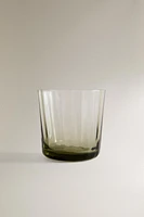 GLASS TUMBLER WITH LINE DESIGN