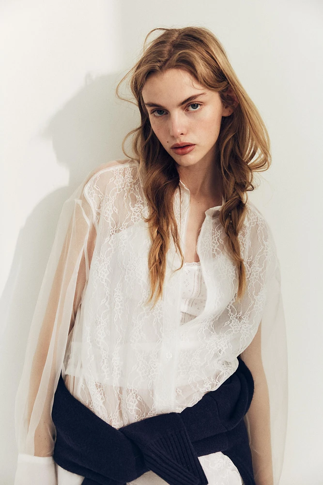 OVERSIZE ORGANZA LACE SHIRT