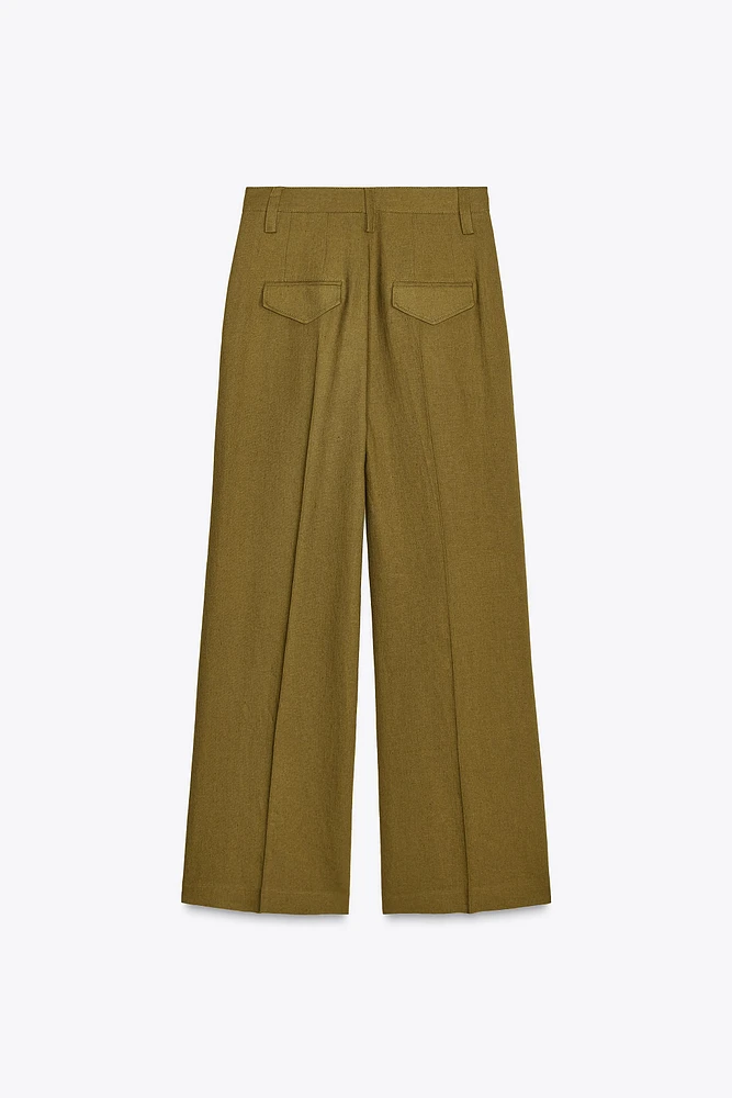 LINEN BLEND PLEATED PANTS ZW COLLECTION