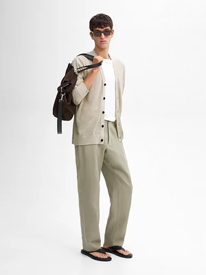 Linen blend V-neck cardigan