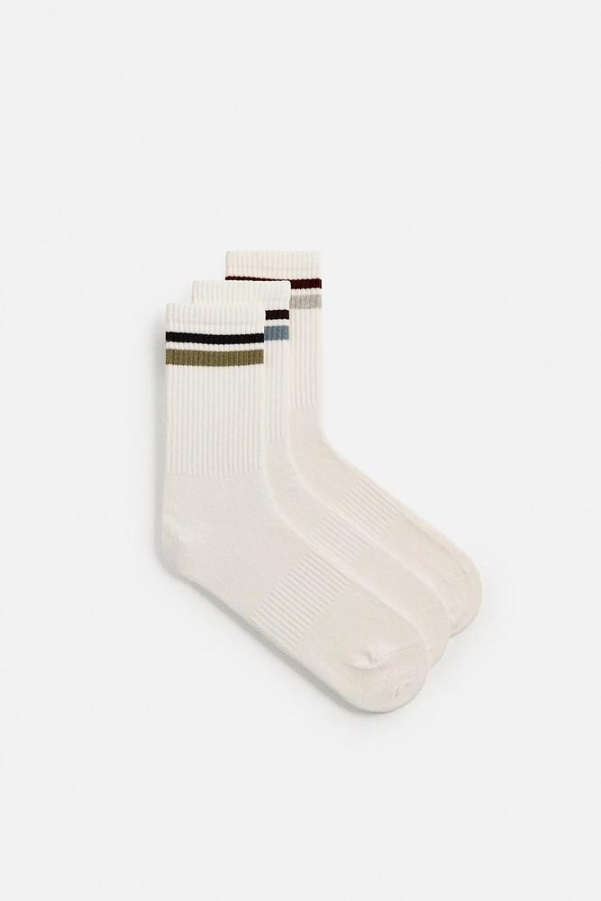 LOT DE 3 PAIRES CHAUSSETTES À BANDES