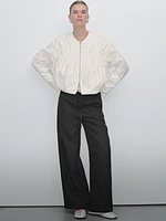 Linen suit trousers with frayed detail