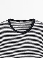 Striped linen and cotton T-shirt