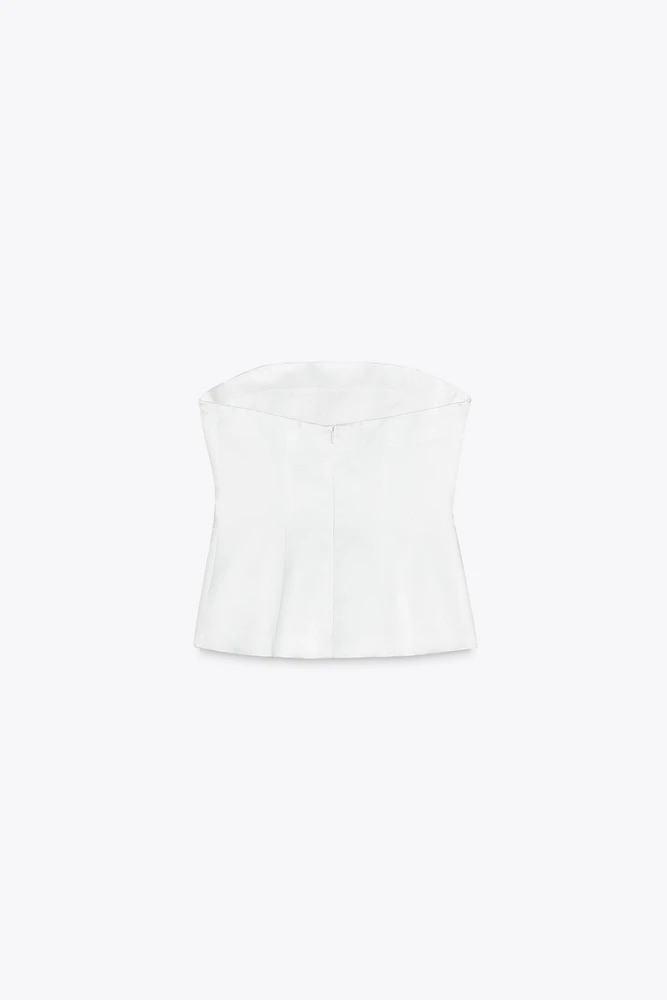 STRAPLESS SATIN EFFECT TOP